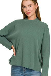 Viscose Sweater Knit Top & Pants Two-Piece Set in Ash Jade
