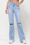 VERVET by Flying Monkey Light Wash 90's Vintage Distressed Flare Jeans