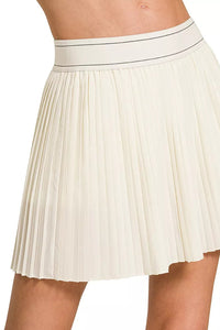 Zenana Woven High Waist Pleated Mini Skirt with Shorts Lining