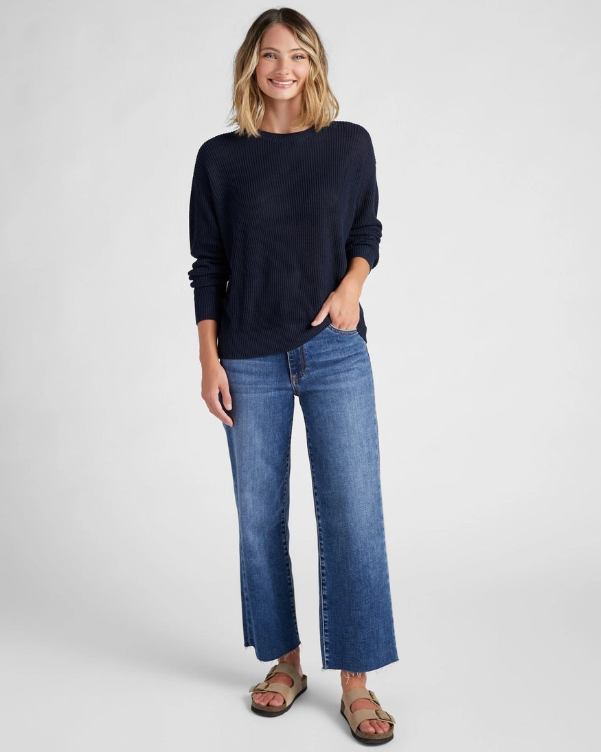 Seventy Eight and Sunny Coastal Crewneck Sweater in Navy