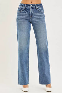 Risen Mid Rise Tummy Control Straight Jeans