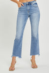 RISEN High Rise Frayed Hem Straight Jeans