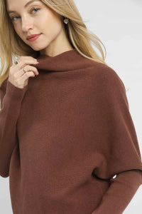 Umgee Draped Turtleneck Dolman Sweater