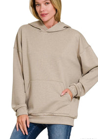 Oversized Scuba Hoodie with Kangaroo Pocket in Ash Mocha
