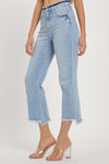 RISEN High Rise Raw Edge Crop Flare Jeans