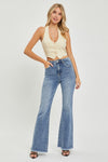 RISEN High Rise Raw Hem Flare Jeans