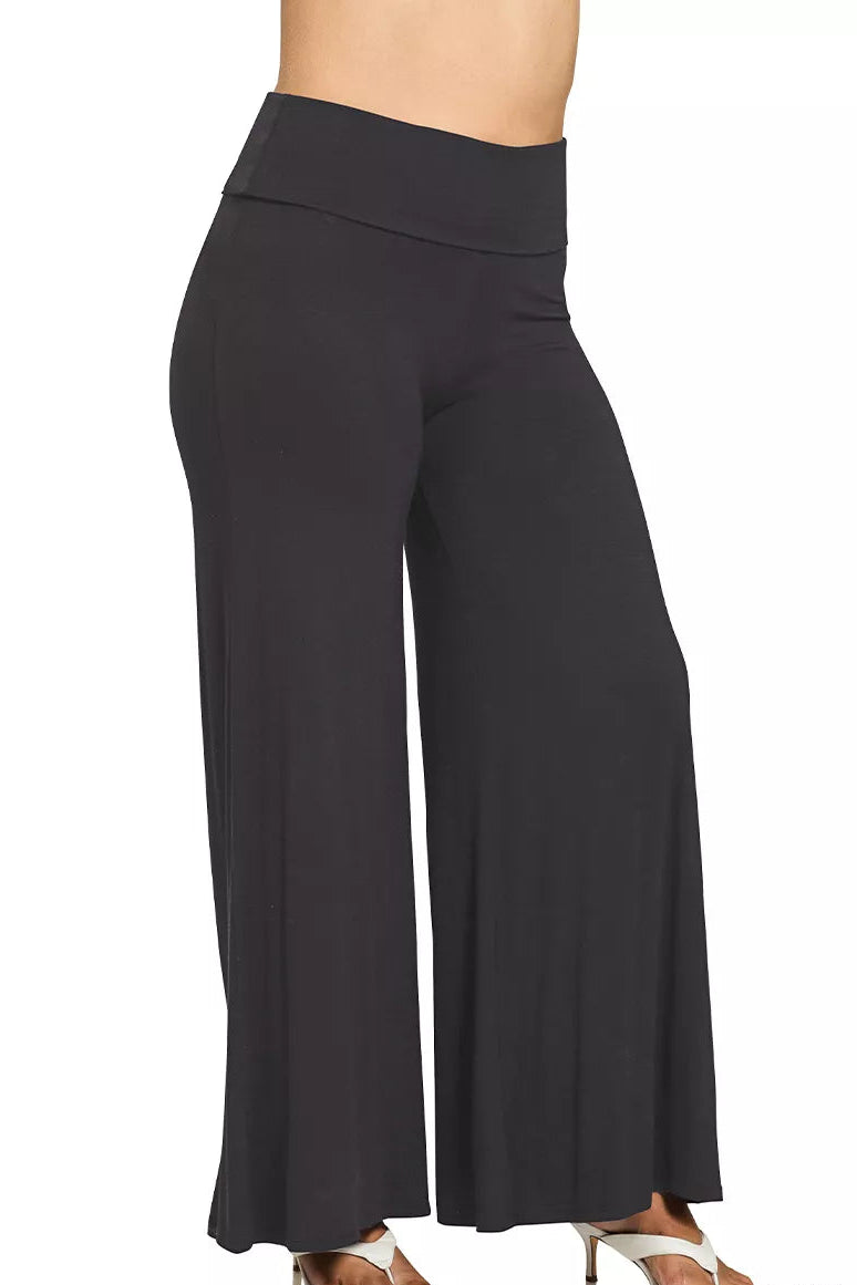 Fold Over Waist Comfy Palazzo Pants