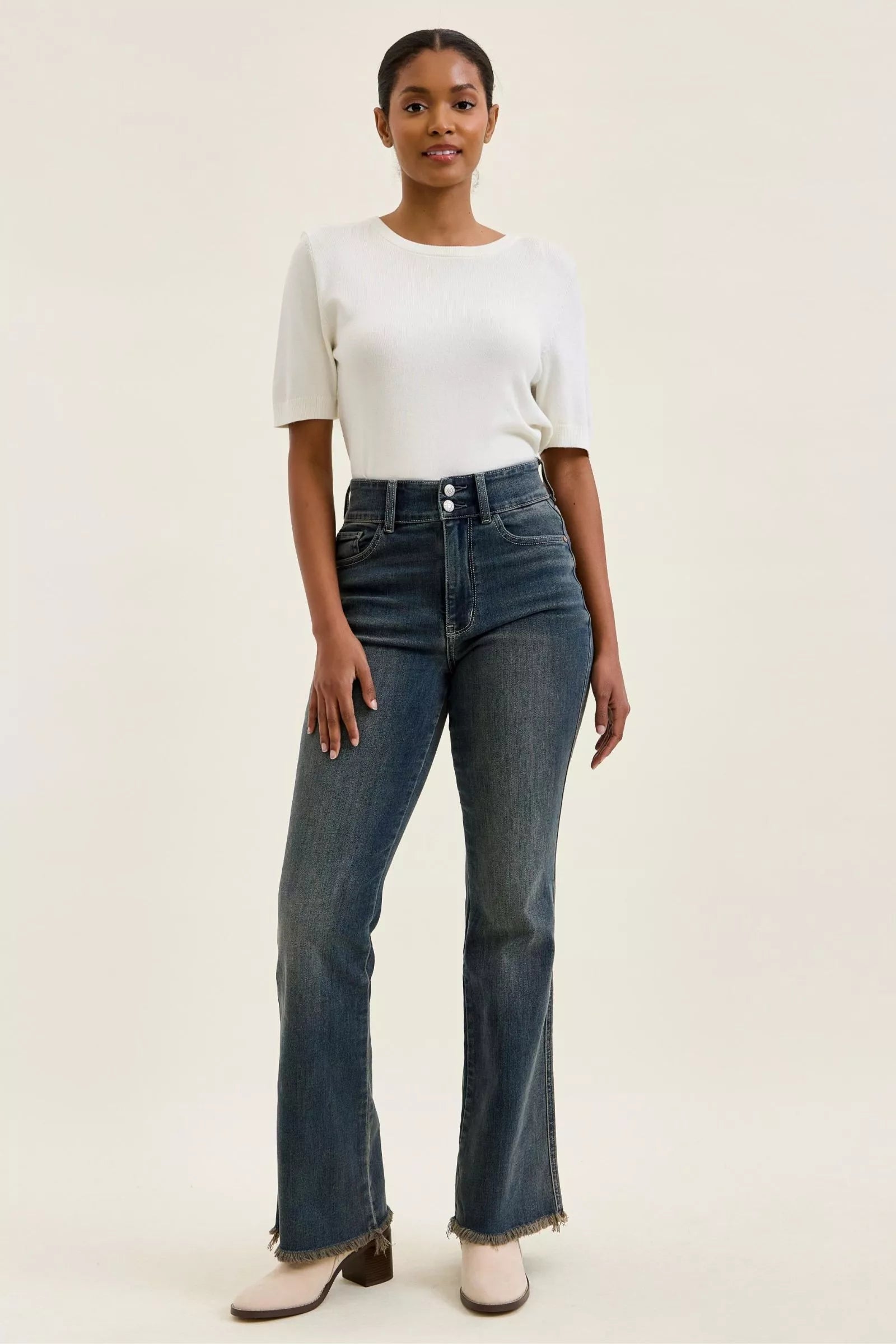 Judy Blue High Rise Daisy Double Button Bootcut Jeans 82734