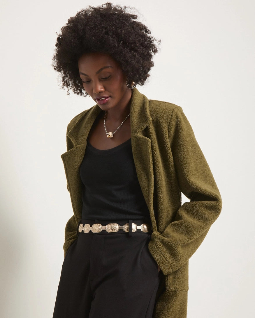 Seventy Eight and Sunny Samantha Sherpa Coat in Olive