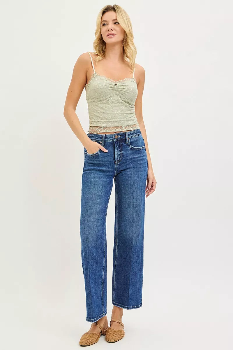 Risen High Rise Tummy Control Ankle Straight Jeans