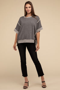 Contrast Trim Drop Shoulder Casual Top