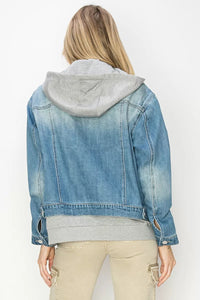 Risen Oversized Denim Jacket with Hoodie Lining