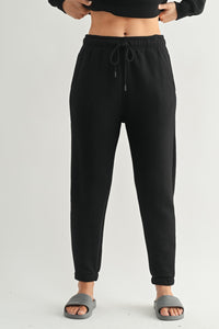 Mono B Black Fleece Billow Jogger Sweatpants