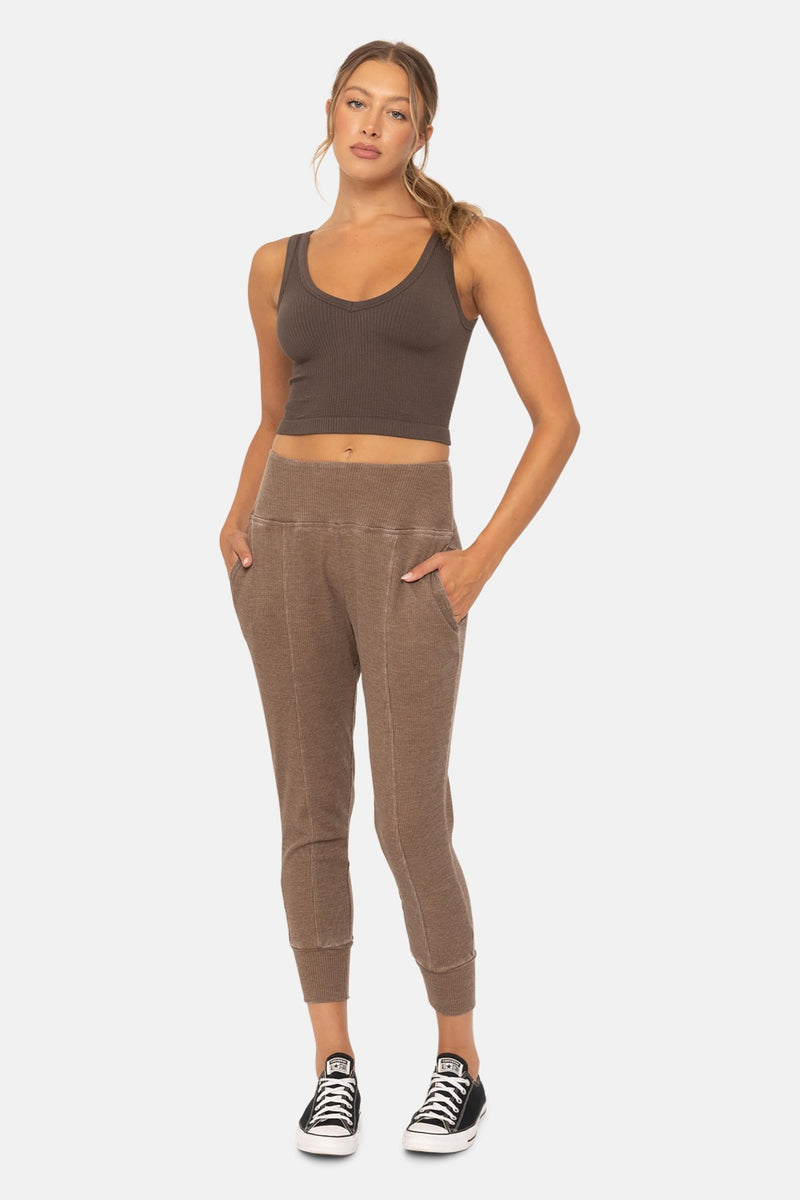 Mineral Wash Thermal Jogger Lounge Pants - Dark Earth