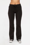 Mono B Drawstring Flared Cotton Leggings - Black