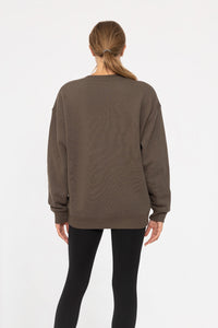 Boyfriend Pullover Fleece Sweatshirt - Dark Olive