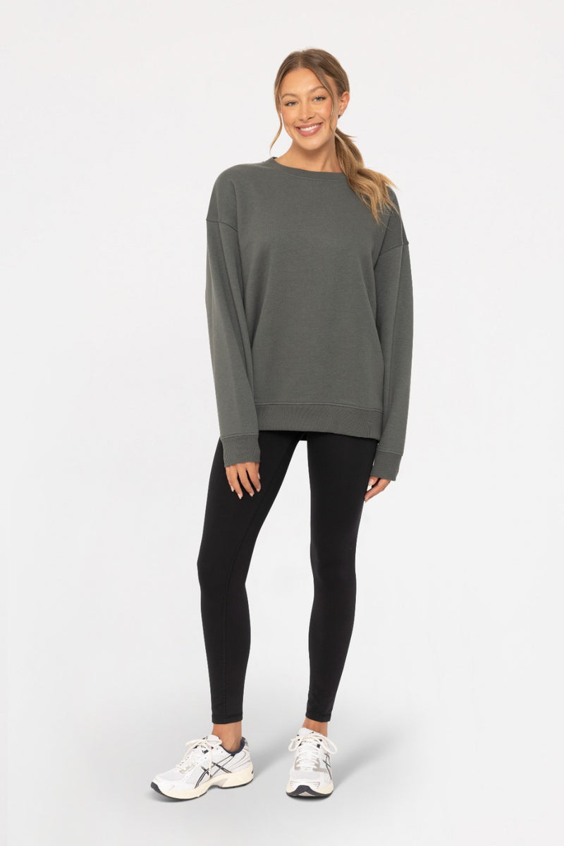 Boyfriend Pullover Fleece Sweatshirt - Urban Grey