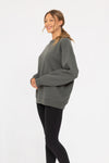 Boyfriend Pullover Fleece Sweatshirt - Urban Grey