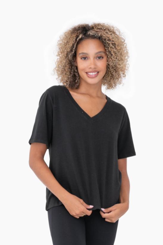 Classic V-Neck Pima Cotton Tee - Black