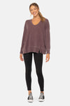 Mineral Wash Thermal Long Sleeve Top - Plum