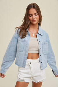 Ava Cropped Raw Edge Denim Jacket