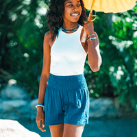 Lotus and Luna Pacific Cotton Seaside Smocked Waist Shorts
