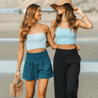 Lotus and Luna Pacific Cotton Seaside Smocked Waist Shorts