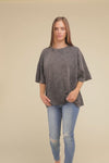 French Terry Mineral Washed Drop Shoulder Short Sleeve Top