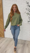 Oversized Side Slit Sweatshirt in Green