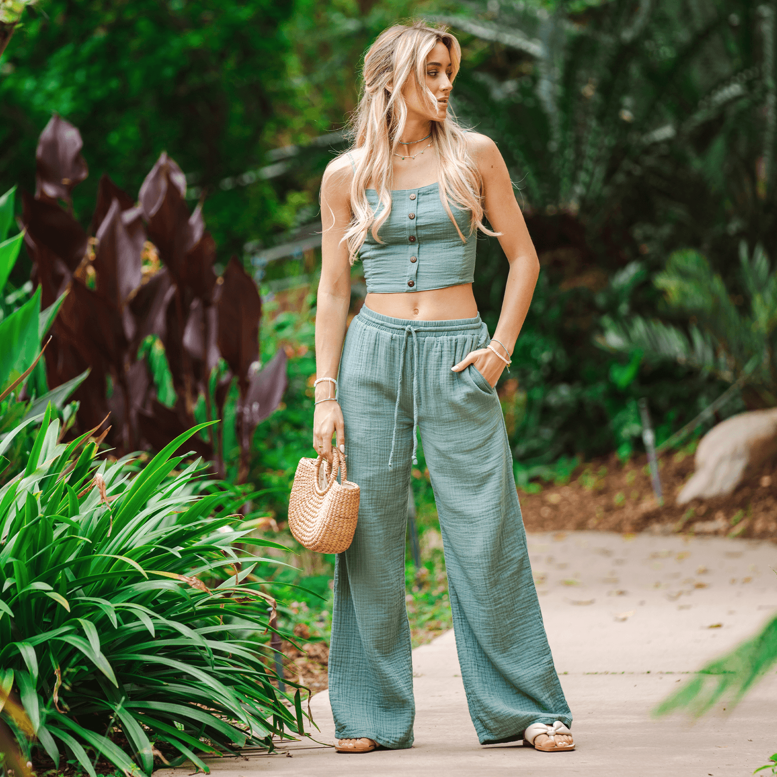 Lotus and Luna Sage Cotton Cabana Pants