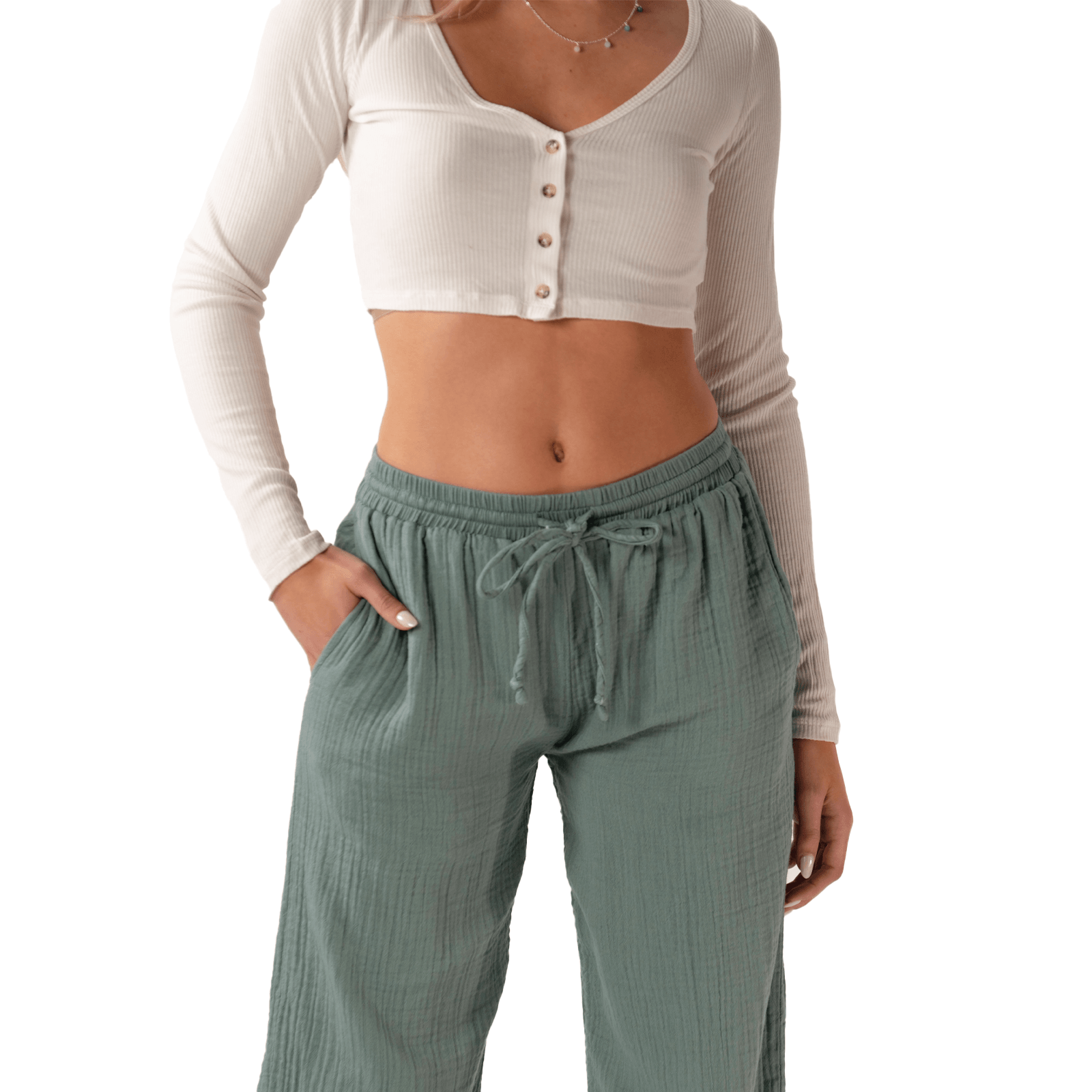 Lotus and Luna Sage Cotton Cabana Pants