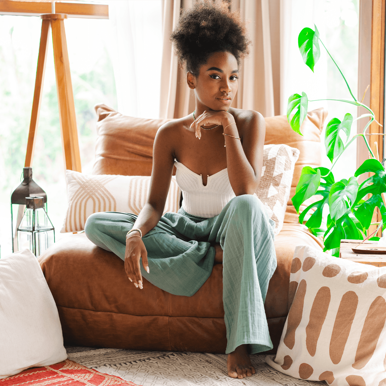 Lotus and Luna Sage Wide Leg Cotton Pants