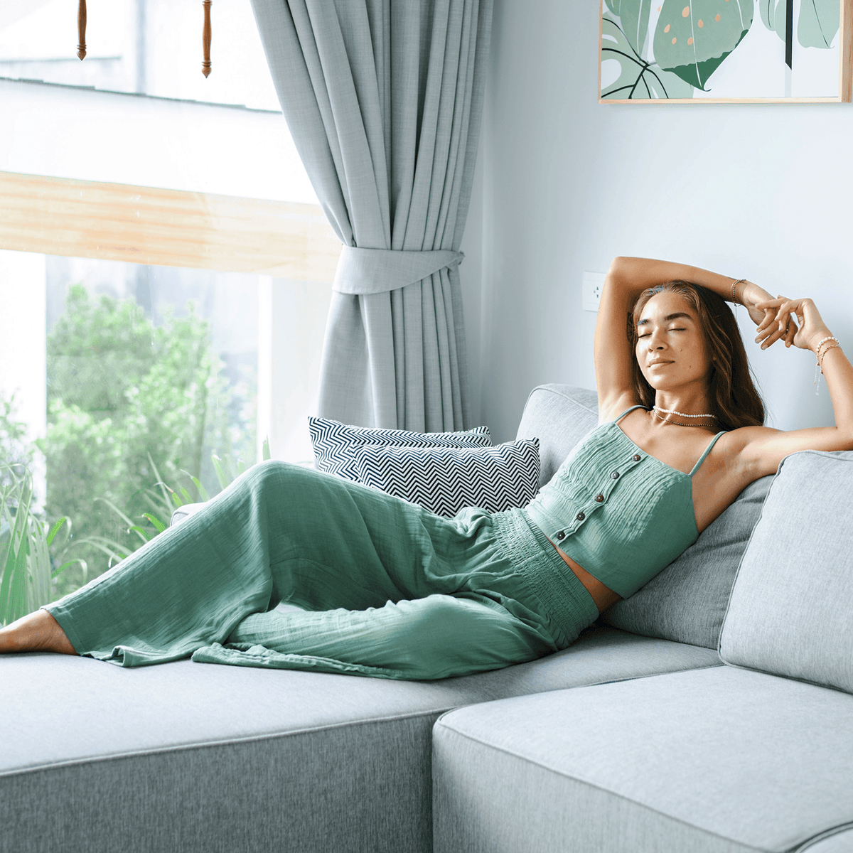 Lotus and Luna Sage Wide Leg Cotton Pants