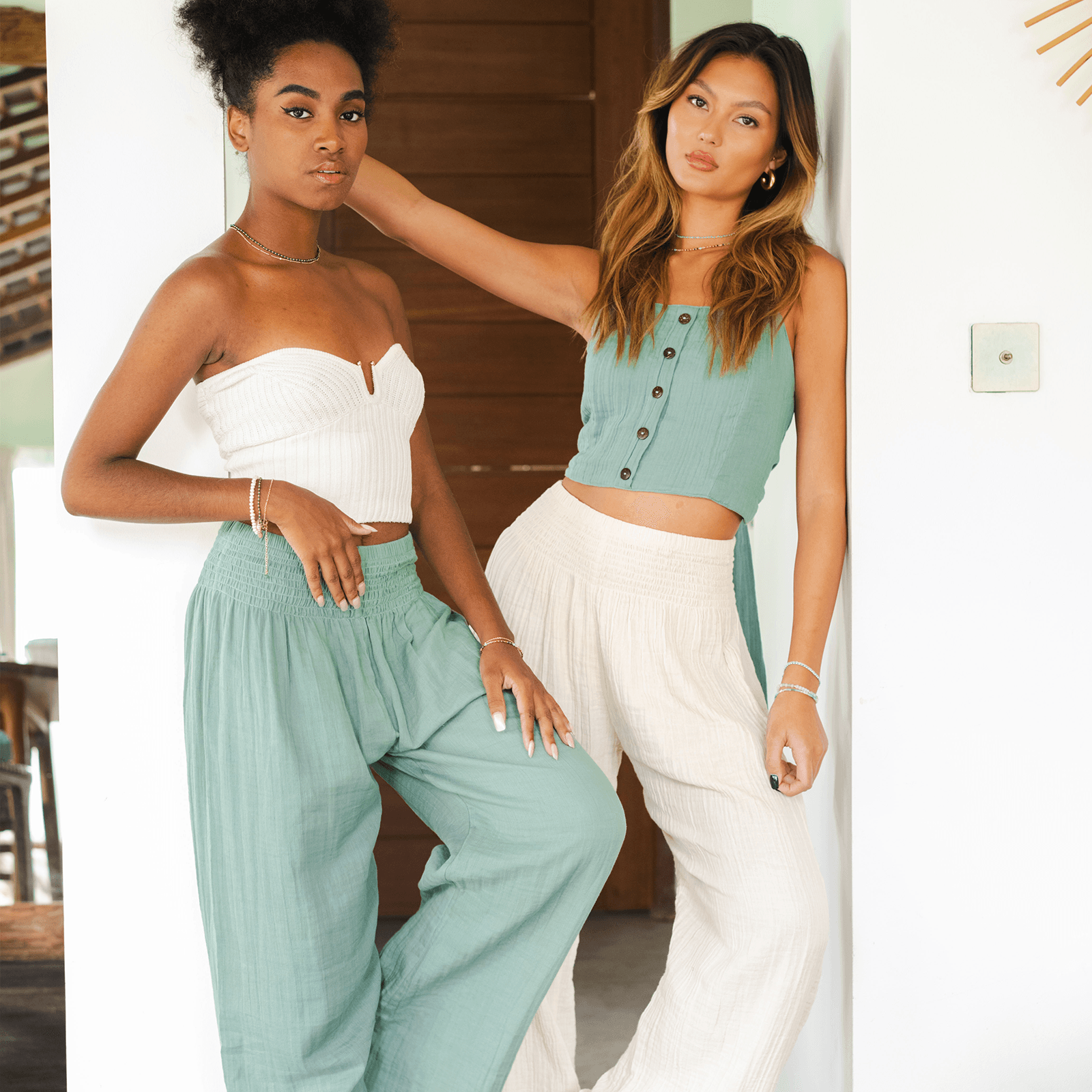 Lotus and Luna Sage Wide Leg Cotton Pants