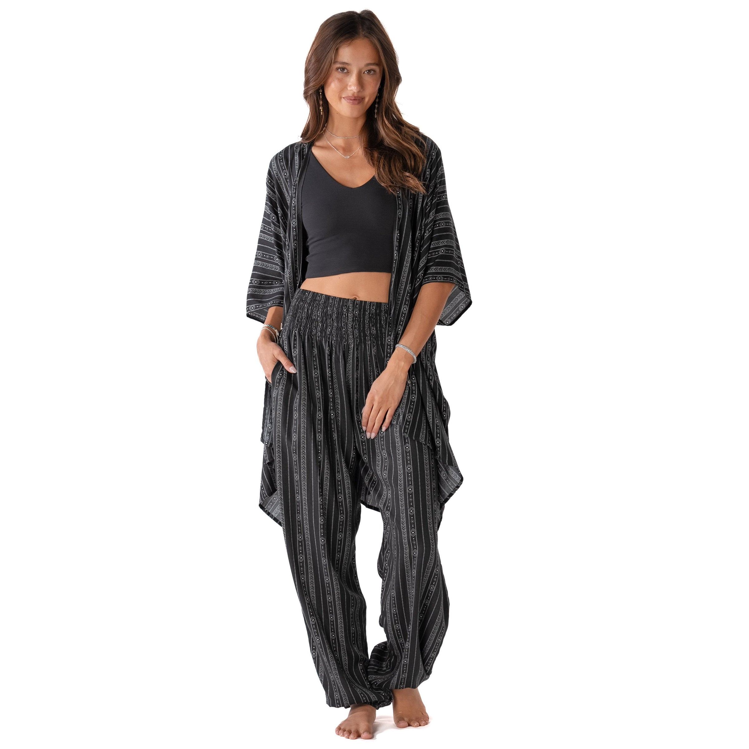 Lotus and Luna Akha Print Harem Pants