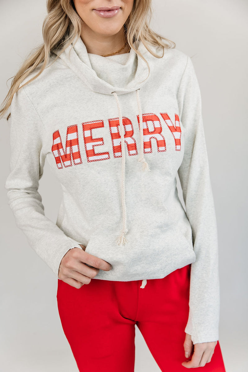 Ampersand Avenue Cowl Neck Sweatshirt - Merry