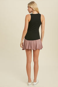 Ribbed Round Neck Tank - Black