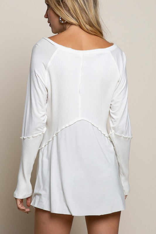 Mineral Wash Textured Long Sleeve Top