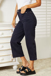 Judy Blue High Rise Tummy Control Wide Leg Crop Jeans in Navy