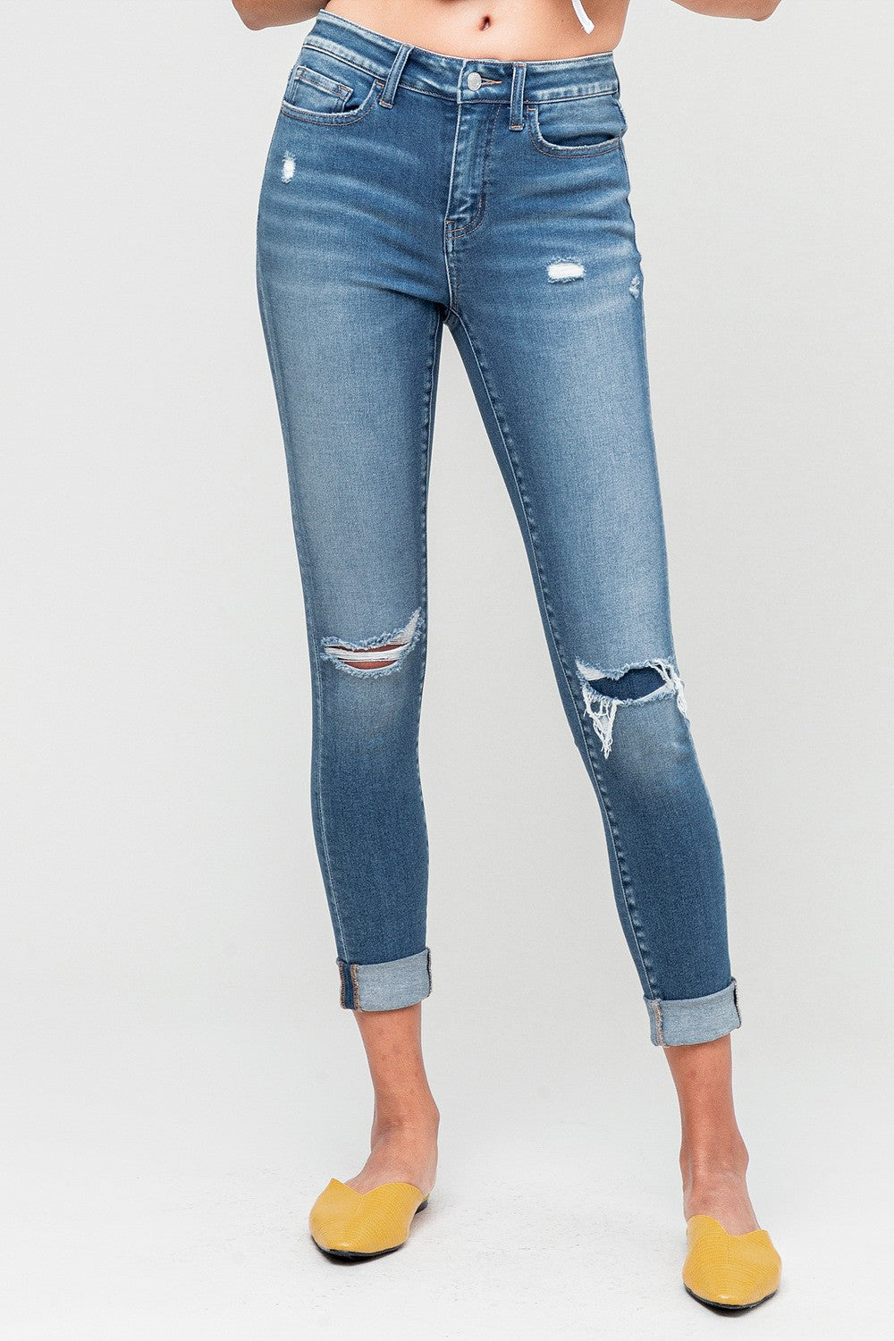 VERVET by Flying Monkey Mid Rise Patched Skinny Jeans