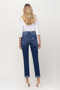 Flying Monkey High Rise Double Cuff Relaxed Fit Mom Jeans