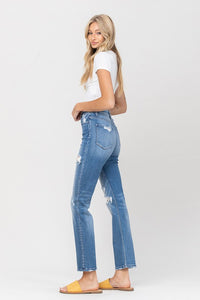 VERVET by Flying Monkey High Rise Distressed Straight Jeans