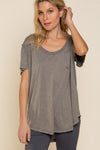 Short Sleeve Scoop Neck Top with Chest Pocket