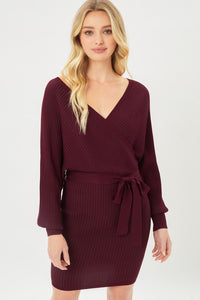 That's A Wrap Ribbed Sweater Knit Dress