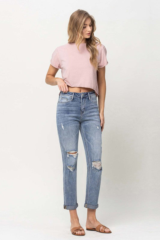 VERVET by Flying Monkey Distressed Stretch Boyfriend Jeans