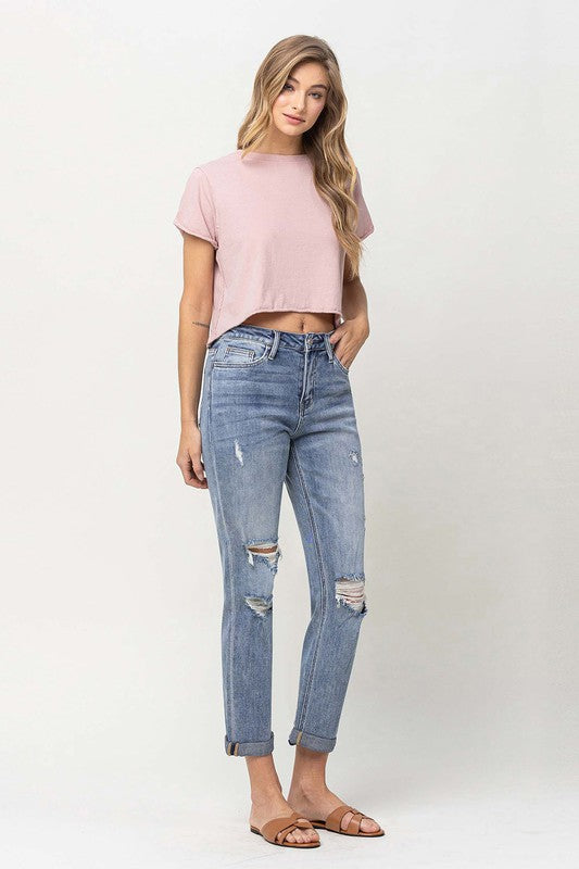 VERVET by Flying Monkey Distressed Stretch Boyfriend Jeans