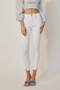 Kancan High Rise Ankle Detail White Skinny Jeans
