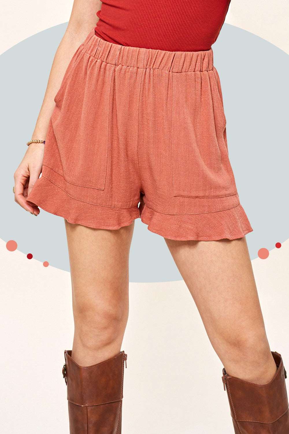 Dahlia Linen Shorts - Rust
