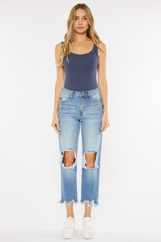 Kancan High Rise Destroyed Cropped Jeans