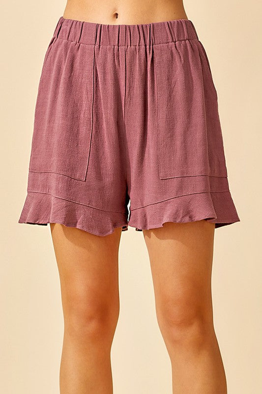 Dahlia Linen Shorts - Berry